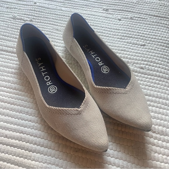 Rothy's Shoes Rothys The Point Light Gray Grey Flax Birdseye Flats